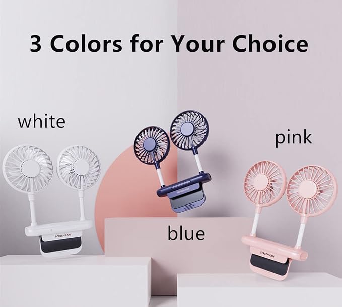Desktop Fan, Monitor Clip on Fan with 2 Fan Heads, 3 Speeds Office Desk fan USB Powered Cooling Fan with Sturdy Adjustable