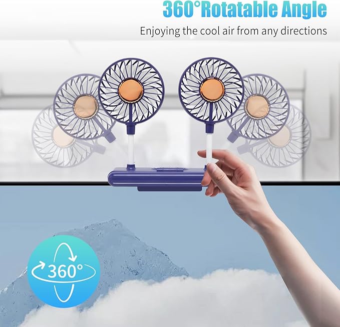 Desktop Fan with LED Lights, Monitor Clip on Fan with 2 Rotatable Heads, 3 Speeds Office Desk Fans Small Quiet Sturdy