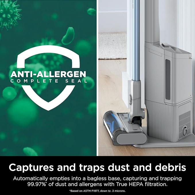 Detect Clean & Empty | Lightweight Cordless Vacuum Cleaner with Auto-Empty System | HEPA Filter, Portable Handheld