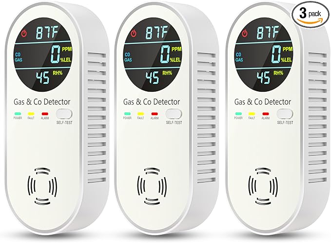 DetectorsforHomeSafe 4-in-1 Combination Carbon Monoxide Detectors & Natural Gas Leak Detector, product image