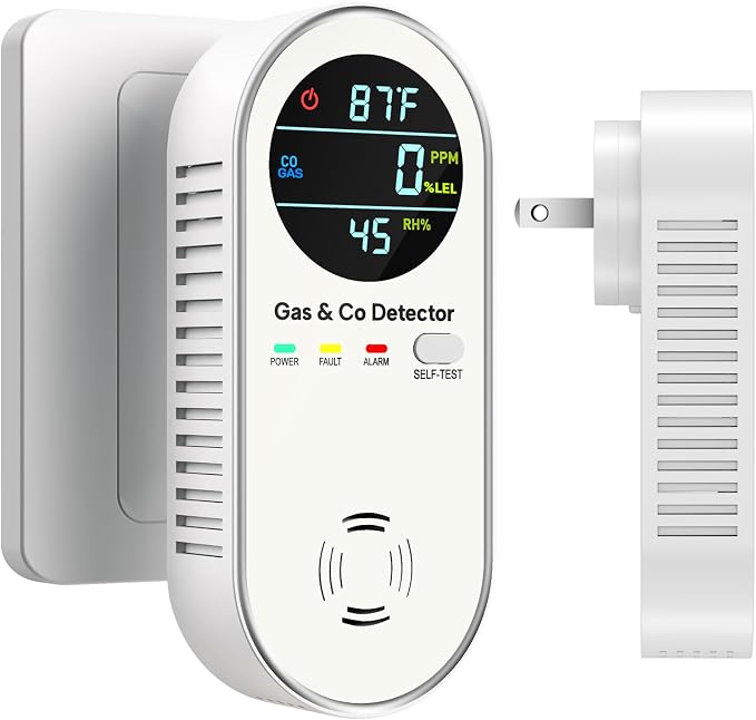 DetectorsforHomeSafe 4-in-1 Upgraded Natural Gas Detector & Carbon Monoxide Detectors - Carbon Monoxide Detectors Plug in