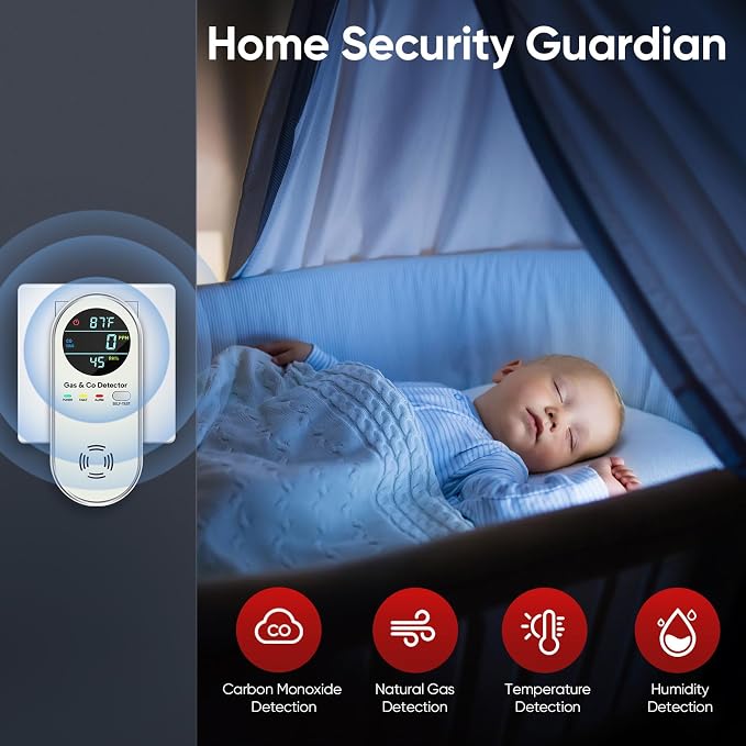 DetectorsforHomeSafe 4-in-1 Upgraded Natural Gas Detector & Carbon Monoxide Detectors - Carbon Monoxide Detectors Plug in