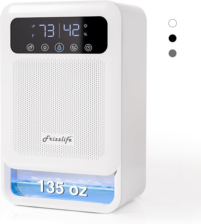 DH80 Air Dehumidifier, 135oz Water Tank W/Purifying Function, Quiet Small Dehumidifiers With Sleep Mode For Home, Bedroom