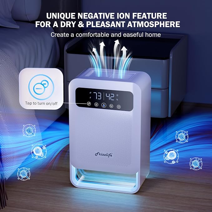 DH80 Air Dehumidifier, 135oz Water Tank W/Purifying Function, Quiet Small Dehumidifiers With Sleep Mode For Home, Bedroom