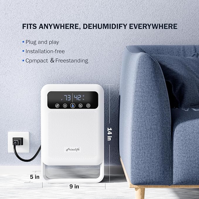 DH80 Air Dehumidifier, 135oz Water Tank W/Purifying Function, Quiet Small Dehumidifiers With Sleep Mode For Home, Bedroom