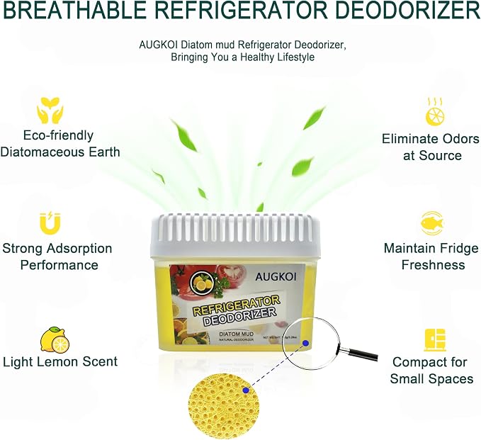 Diatomaceous Earth Gel Refrigerator Deodorizer Set, More Effective than Activated Charcoal and Baking Soda, alternate product