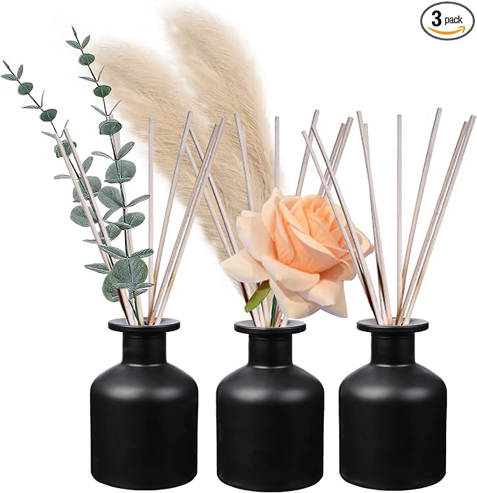 Diffuser Glass Bottles Black -Empty Reed Diffuser Bottle With Sticks- Fragrance accessories use for DIY replacement reed