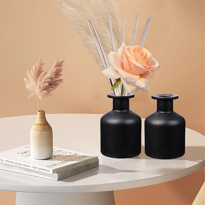 Diffuser Glass Bottles Black -Empty Reed Diffuser Bottle With Sticks- Fragrance accessories use for DIY replacement reed