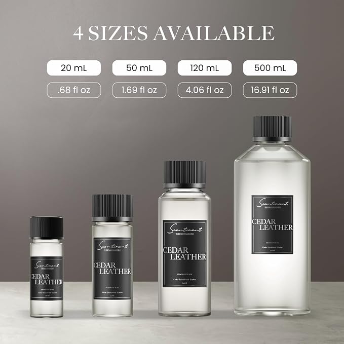Diffuser Oil - Cedar Leather Fall Collection | Aromatherapy Home Fragrance | Luxurious Scent with Lemon, Jasmine Sandalwood