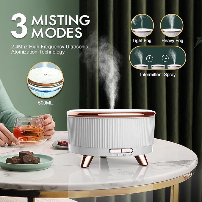 Diffusers for Essential Oils Large Room, 500ml Aromatherapy Diffuser Cool Mist Humidifier with Remote Control,7 Colors Lights