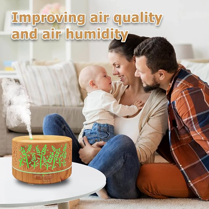 Diffusers for Essential Oils Large Room 600ml,Essential Oil Diffusers for Home with R/C,Cool Mist Humidifier,7 Colors Lights