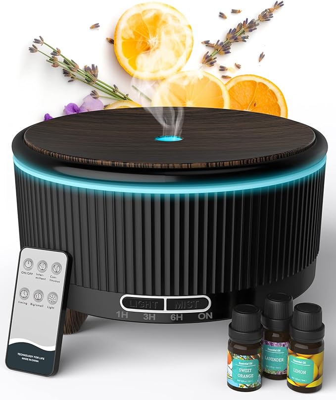 Diffusers for Essential Oils Large Room with Remote, 500ml Aromatherapy Diffuser, 7 Colors Changed Black, product image