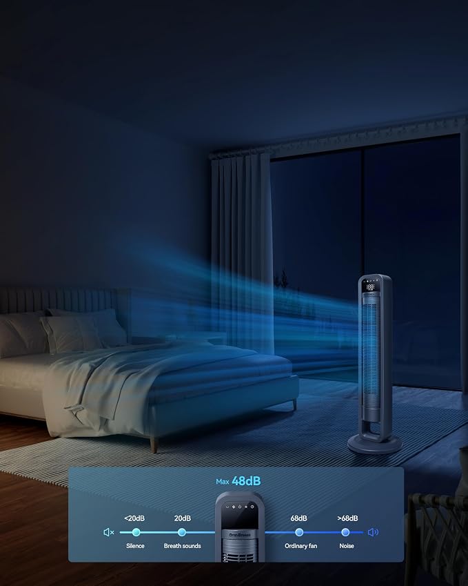 Digital Electric Tower Fan, Inner Oscillation with Remote Control, LED Display, alternate product view 4