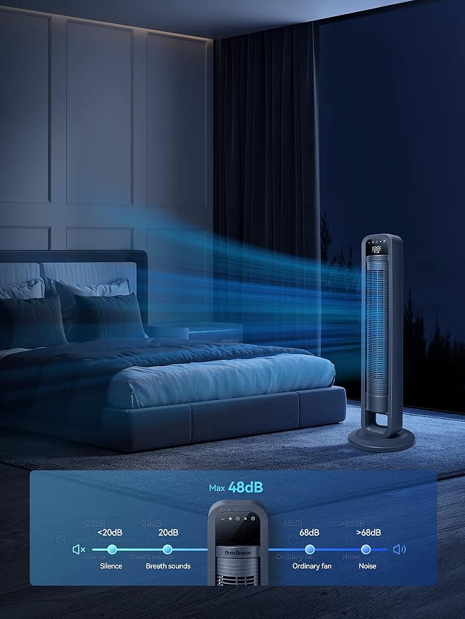 Digital Electric Tower Fan, Inner Oscillation with Remote Control, LED Display, alternate product view 8