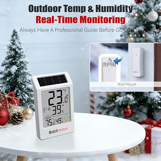 Digital Hygrometer Indoor Outdoor Thermometer,Wireless Temperature Humidity Monitor with 330ft/100m Range, alternate product