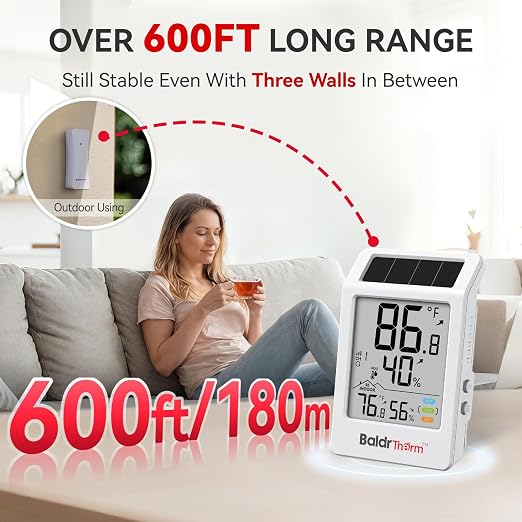 Digital Hygrometer Indoor Outdoor Thermometer,Wireless Temperature Humidity Monitor with 330ft/100m Range, alternate product