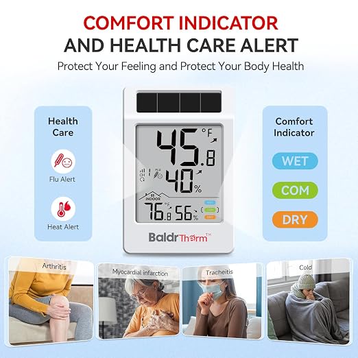 Digital Hygrometer Indoor Outdoor Thermometer,Wireless Temperature Humidity Monitor with 330ft/100m Range, alternate product