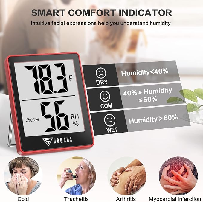 Digital Hygrometer Indoor Thermometer Humidity Gauge Room Thermometer with 5s Fast Refresh Accurate Temperature Humidity
