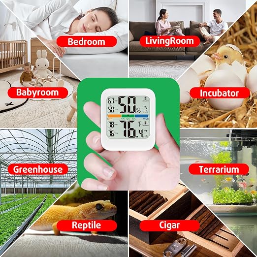 Digital Hygrometer Indoor Thermometer Humidity Meter Gauge, Room Thermometer Temperature and Humidity Monitor for House, Baby