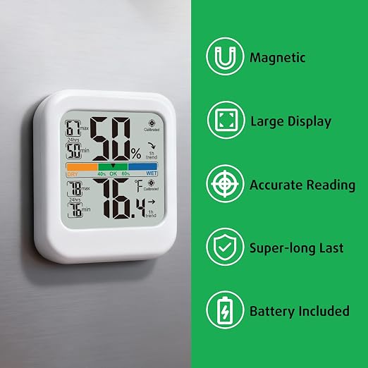 Digital Hygrometer Indoor Thermometer Humidity Meter Gauge, Room Thermometer Temperature and Humidity Monitor for House, Baby