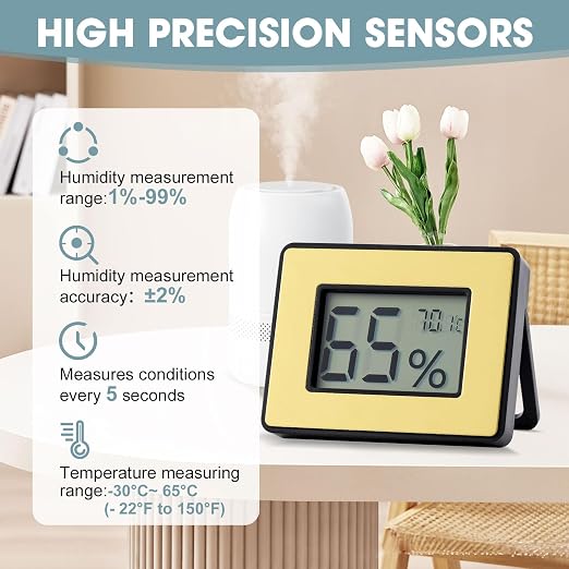 Digital Hygrometer Thermometer for Humidors & Home Use - High Accuracy Temperature Humidity Monitor for Greenhouse, Office