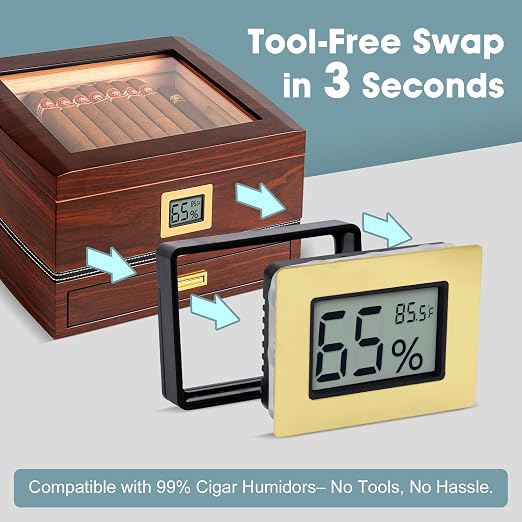 Digital Hygrometer Thermometer for Humidors & Home Use - High Accuracy Temperature Humidity Monitor for Greenhouse, Office
