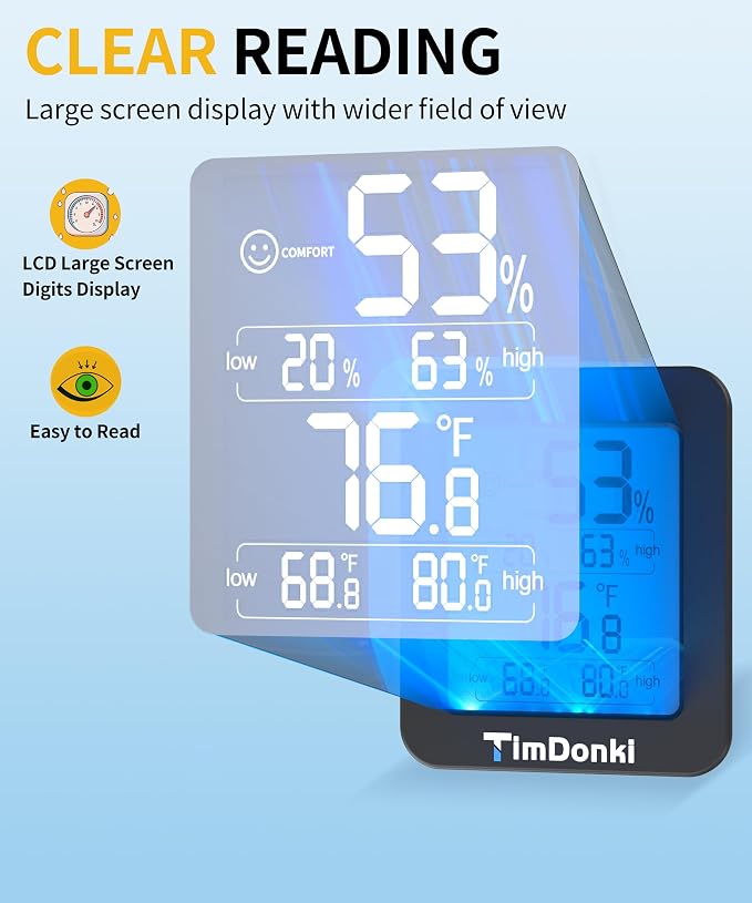 Digital Hygrometer with Max and Min Records 10s Fast Refresh Accurate-Hygrometer Room Thermometer Indoor for, alternate