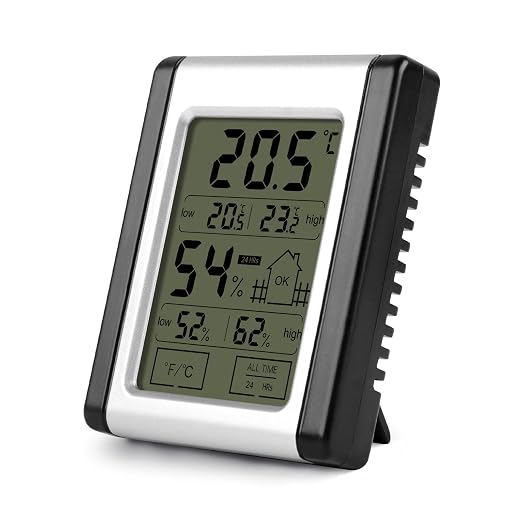 Digital Indoor Thermometer and Hygrometer Monitor with Touch Screen, Comfort Indicator & 24-Hr History, High Accuracy Home
