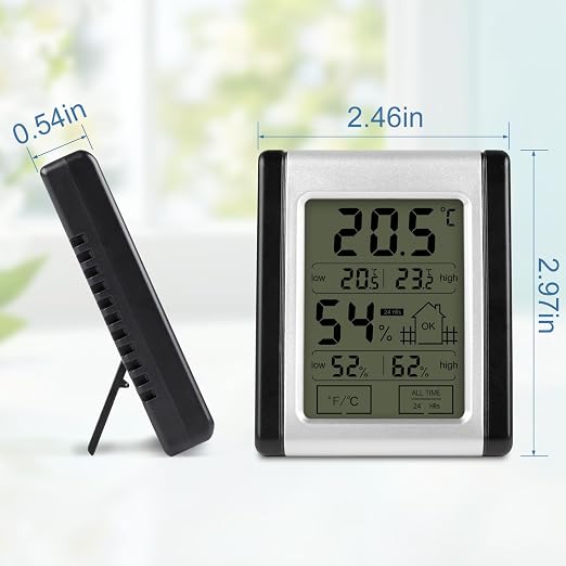 Digital Indoor Thermometer and Hygrometer Monitor with Touch Screen, Comfort Indicator & 24-Hr History, High Accuracy Home