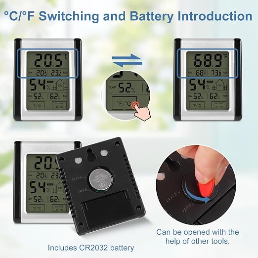 Digital Indoor Thermometer and Hygrometer Monitor with Touch Screen, Comfort Indicator & 24-Hr History, High Accuracy Home