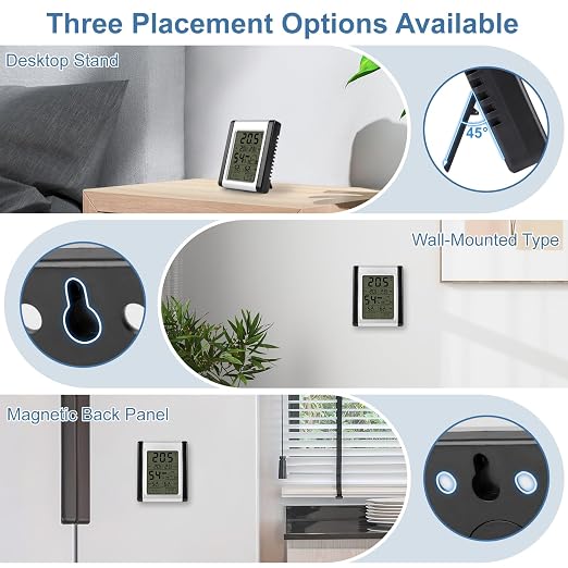 Digital Indoor Thermometer and Hygrometer Monitor with Touch Screen, Comfort Indicator & 24-Hr History, High Accuracy Home