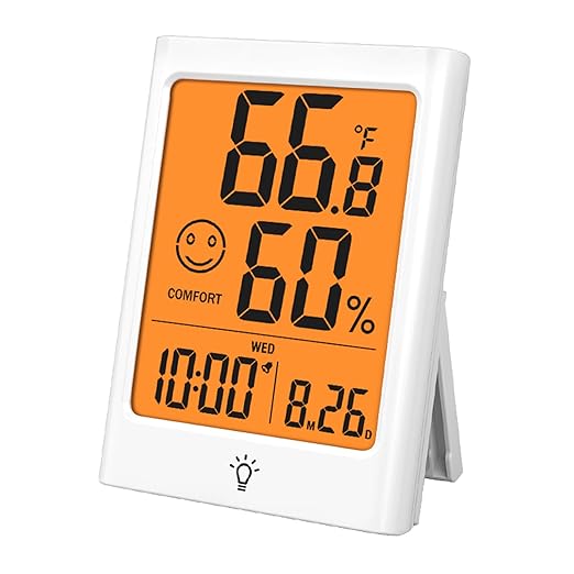 Digital Indoor Thermometer for Room, Smart Temperature Humidity Monitor with Backlight, Comfort Indicator, Max/Min Record
