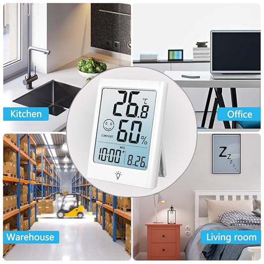 Digital Indoor Thermometer for Room, Smart Temperature Humidity Monitor with Backlight, Comfort Indicator, Max/Min Record