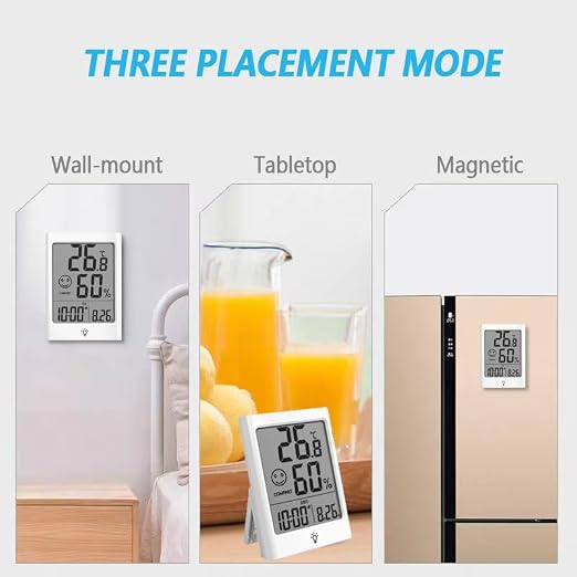 Digital Indoor Thermometer for Room, Smart Temperature Humidity Monitor with Backlight, Comfort Indicator, Max/Min Record