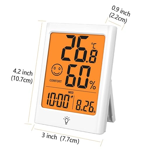 Digital Indoor Thermometer for Room, Smart Temperature Humidity Monitor with Backlight, Comfort Indicator, Max/Min Record