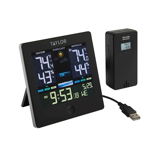 Digital Wireless Deluxe Indoor Outdoor Thermometer, Weather Station Forecaster, Calendar with Clock, Easy-to-Read Display for