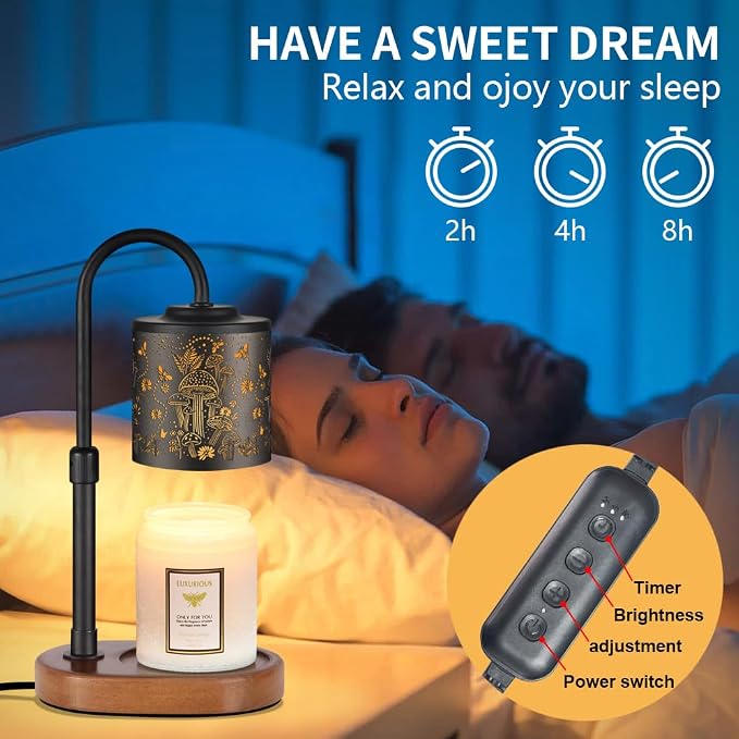 Dimmable Candle Warmer Lamp with Timer Adjustable Height for Scented Jar Candles Electric Candle Wax Melt Warmer for Home