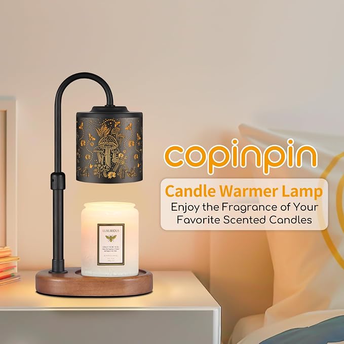 Dimmable Candle Warmer Lamp with Timer Adjustable Height for Scented Jar Candles Electric Candle Wax Melt Warmer for Home