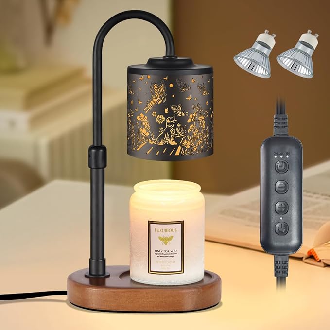 Dimmable Candle Warmer Lamp with Timer Adjustable Height for Scented Jar Candles Electric Candle Wax Melt Warmer for Home