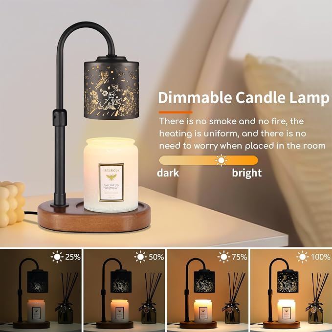 Dimmable Candle Warmer Lamp with Timer Adjustable Height for Scented Jar Candles Electric Candle Wax Melt Warmer for Home
