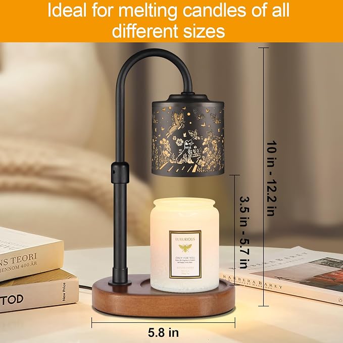Dimmable Candle Warmer Lamp with Timer Adjustable Height for Scented Jar Candles Electric Candle Wax Melt Warmer for Home