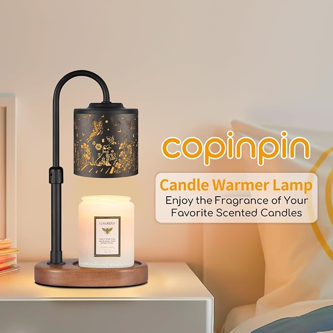 Dimmable Candle Warmer Lamp with Timer Adjustable Height for Scented Jar Candles Electric Candle Wax Melt Warmer for Home