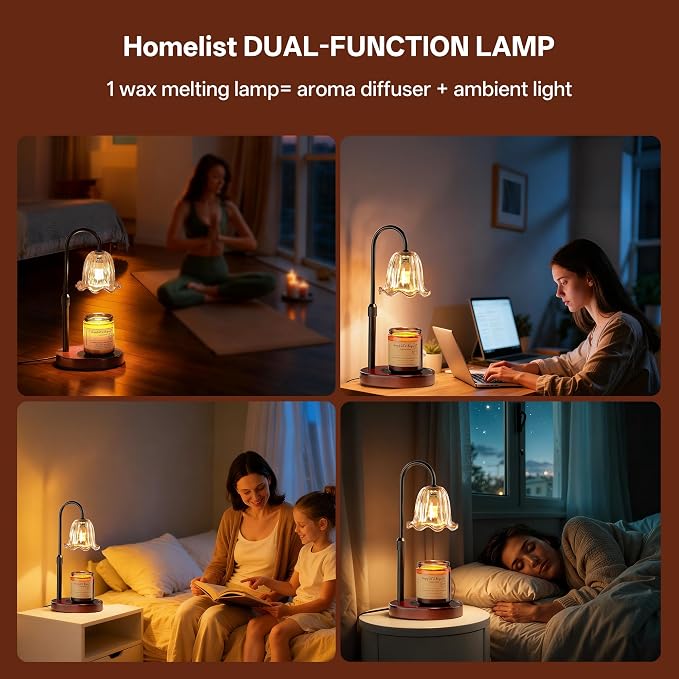Dimmable Candle Wax Warmer, Candle Warmer Lamp with Timer for Home, Mondern Warmers Flower Lamp, House Warming Gifts for