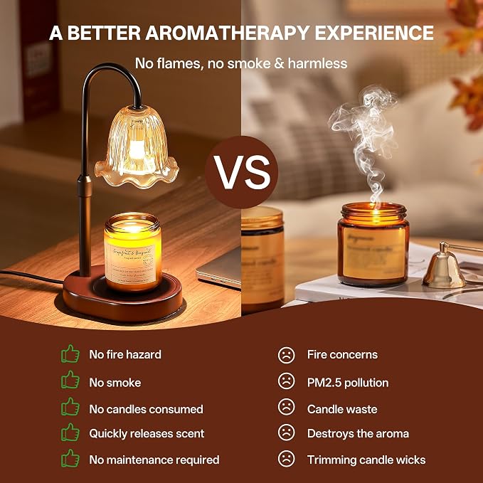 Dimmable Candle Wax Warmer, Candle Warmer Lamp with Timer for Home, Mondern Warmers Flower Lamp, House Warming Gifts for