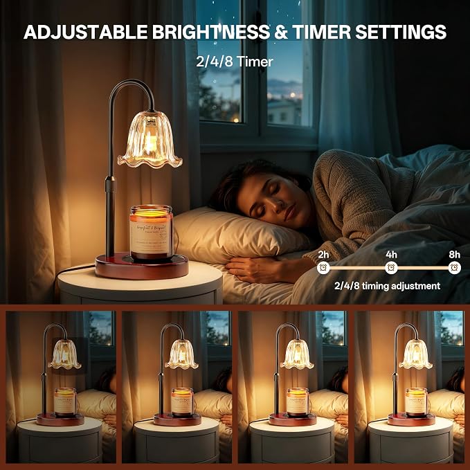 Dimmable Candle Wax Warmer, Candle Warmer Lamp with Timer for Home, Mondern Warmers Flower Lamp, House Warming Gifts for
