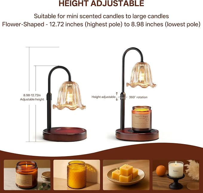 Dimmable Candle Wax Warmer, Candle Warmer Lamp with Timer for Home, Mondern Warmers Flower Lamp, House Warming Gifts for