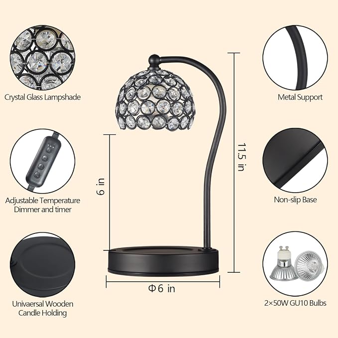 Dimmable Electric Candle Warmer Lamp with Timer Home Decor Wax Melts Warmer for Jar Scented Candles Mother's Day Thanksgiving