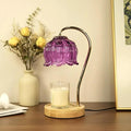 Dimmable Flower Candle Warmer Lamp, Purple Candle Warmer with Timer & 4Bulbs, Womens Gifts for Valentines Birthday, Unique