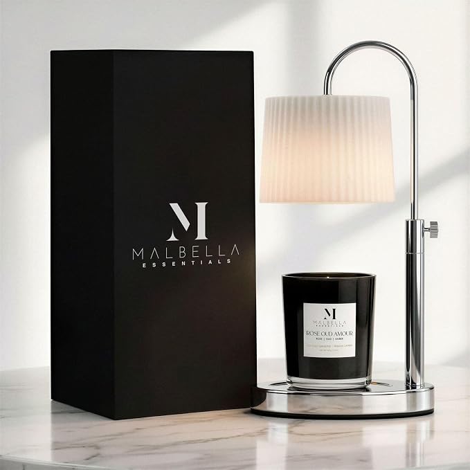 Dimmable Glass Candle Warmer Lamp with Timer - Adjustable Height Candle Lamp Warmer with Timer (8H/4H/2H) - Wax Melter