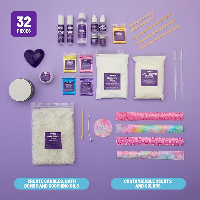 DIY Bath Bomb & Scented Candle Making Set, 32-Piece Spa Craft Kit, Make Your Own Soothing Oils & Perfume Fragrance, alternate